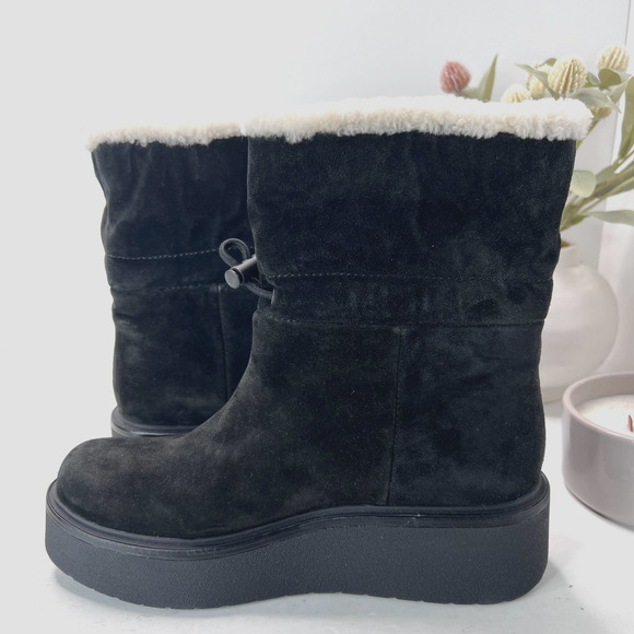 Vince Bellingham Platform Suede Shearling Snow Booties Black Women's 7M NWOB - Picture 5 of 9